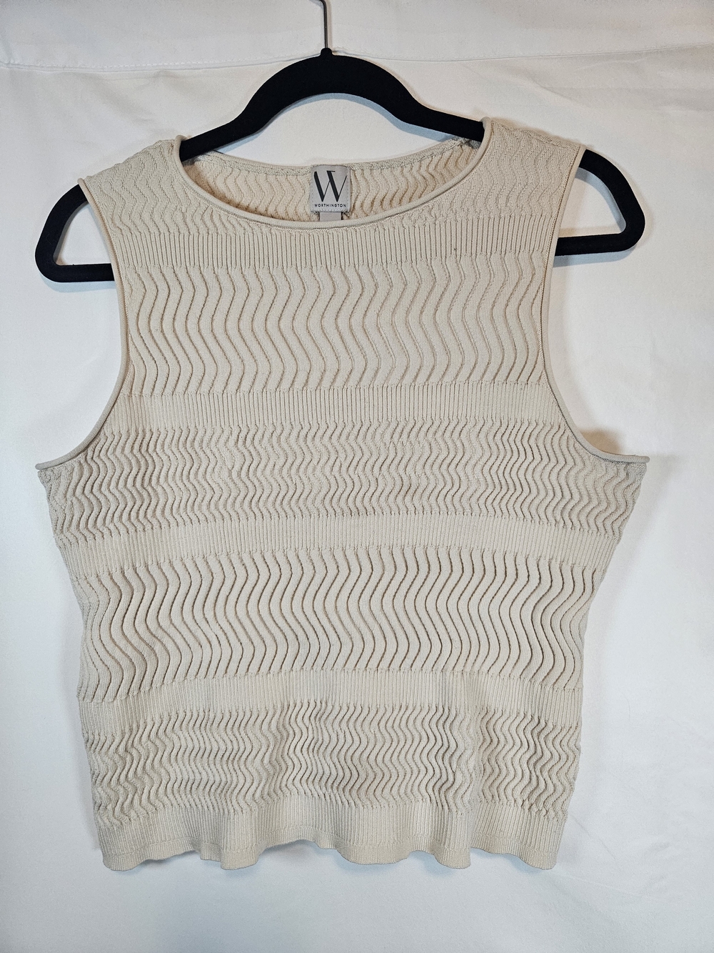 Worthington Cream Textured Knit Tank Top